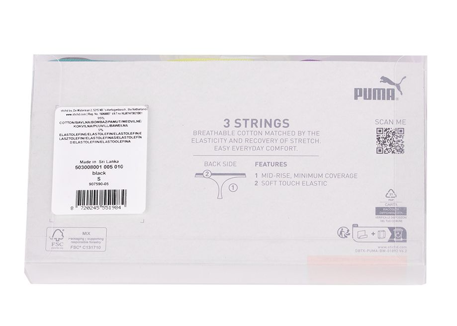 PUMA Dámské spodní prádlo String 3P Pack 907590 05