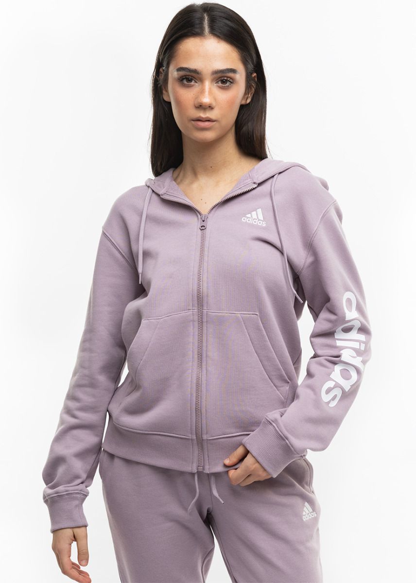 adidas Dámská mikina Essentials Linear Full-Zip French Terry Hoodie IS2073